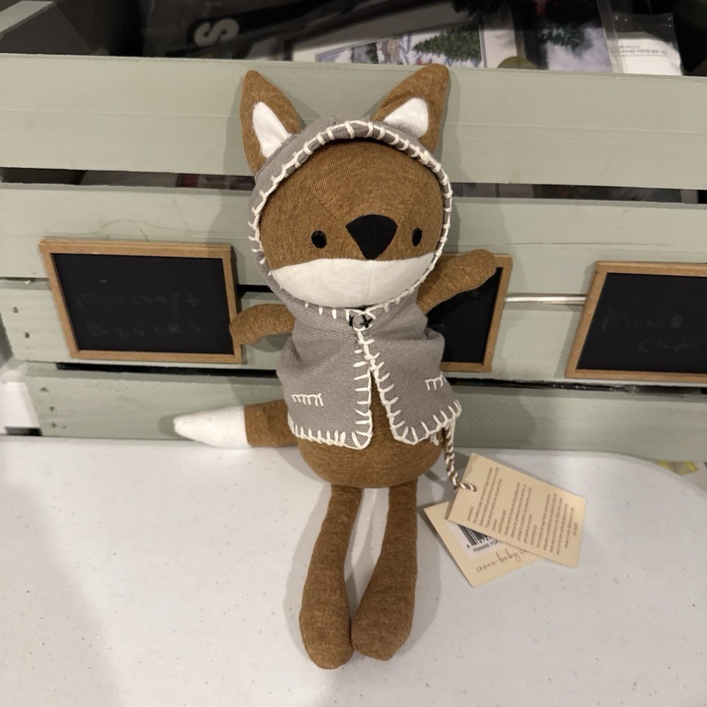 Crane Baby Handmade Soft Plush Stuffed Animal Toy, Frankie Fox New NWT